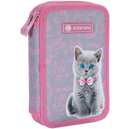 Piórnik rozkładany dla dziewczynki, AC2 Astra, kot, różowy