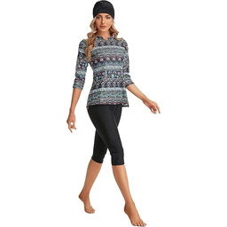 NadamuSun Wzorzysty Strój Kąpielowy dla Kobiet z Rękawem