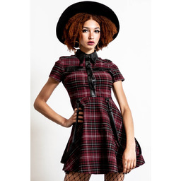 sukienka KILLSTAR - MENACE (BLOOD TARTAN)-XXL