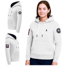 Bluza damska kangurka z kapturem biała Captain Mike