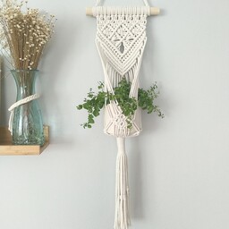 Pakamera Kwietnik na ścianę- makrama ROMA kolor naturalny,