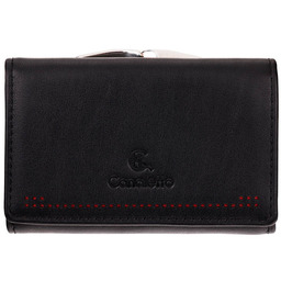 Czarny damski portfel Canaletto z perforacją laserową elegancja