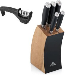 Gerlach Deco Black Zestaw Noży w Bloku, Czarny/Srebrny/Brązowy,