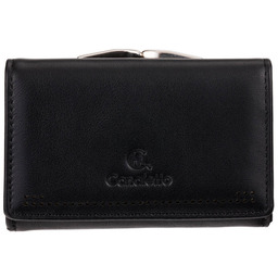 Czarny damski portfel Canaletto z perforacją laserową styl