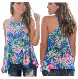 Tropicalna bluzka w kwiaty tunika PLUS SIZE 42