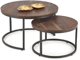 Elior Komplet orzechowych okrągłych do kawy stolików P3-G17