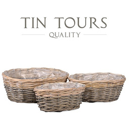 KOMPLET 3 OWALNYCH WIKLINOWYCH KOSZY