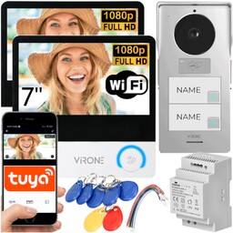 Wideodomofon 2-Rodzinny Wifi Rfid 2 Monitory 7" Aplikacja