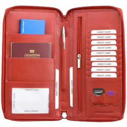 Koruma, Portfel podróżny, czerwony, 24x12,5 cm