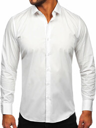Biała koszula męska elegancka bawełniania z długim rękawem