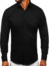 Czarna koszula męska elegancka bawełniania z długim rękawem