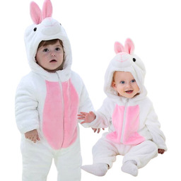 Piżama Onesie Kostium Przebranie Śpiochy Biały Króliczek Niemowlę
