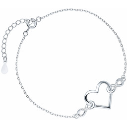 Rodowana srebrna bransoletka celebrytka nieskończoność serce infinity cyrkonie