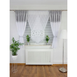 Firana gotowa, panel, zasłony- jasnoszary, do salonu