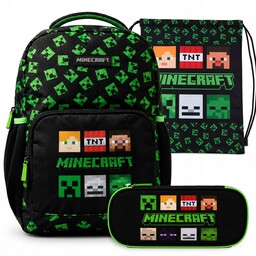 Zestaw Plecak Szkolny Minecraft Duży A4 +piórnik Saszetka