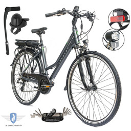 Rower Elektryczny Damski Trekkingowy 28'' Aplikacja 2025 LCD