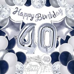 PartyWoo, 48 sztuk srebrnych balonów na 40 urodziny,
