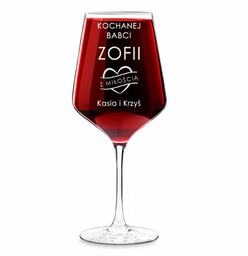 Kieliszek grawerowany do wina rubin rozmiar XL