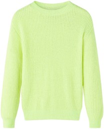 Sweter dziecięcy z dzianiny, żółty neonowy, 128
