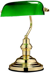 Globo lampa stołowa Antique 2491 mosiądz, szkło zielone,