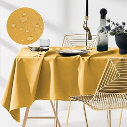 OBRUS PLAMOODPORNY AURA - Musztardowy 140x200