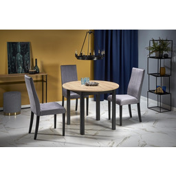 Stół okrągły rozkładany dąb artisan / czarny mat