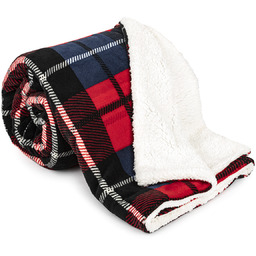 4Home Koc z barankiem Krata czerwony, 150 x
