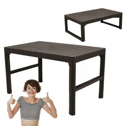 Stół ogrodowy Keter Lyon brązowy prostokątny z tworzywa