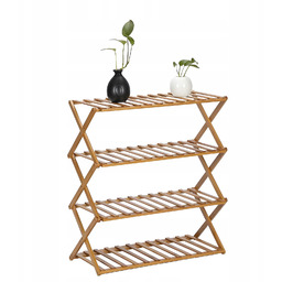 Wąski Regał Na Buty, 4 Poziomy, Bambusowy Organizer