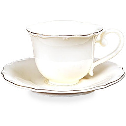 Filiżanka z porcelany biało złota z podstawką 90