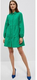 Bawełniana koszulowa sukienka damska w kolorze zielonym 4006,