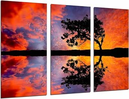 Obraz ścienny - Landscape Sunset Lake, drzewo