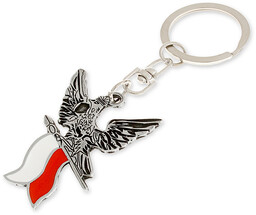 BRELOCZEK Z ORŁEM PATRIOTYCZNYM styl wojskowy kolor biały