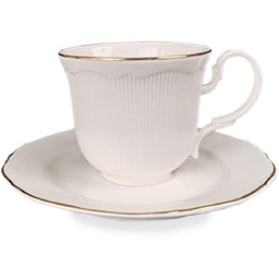 Filiżanka z porcelany biało złota z podstawką 220ml