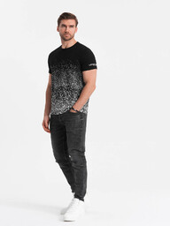 Męski t-shirt bawełniany z gradientowym nadrukiem - czarny