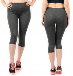 Legginsy damskie 3/4 krótkie Polskie bawełniane Getry Grafitowe