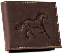 Duży, brązowy portfel męski ze skóry naturalnej wyposażony