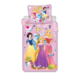 Jerry Fabrics Pościel bawełniana 160x200 Ksieżniczki Princess różowa