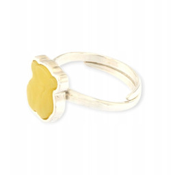 Pierścionek srebrny z bursztynem - pierścionek miś