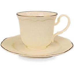 Filiżanka z porcelany beżowo złota z podstawką 220ml