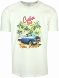 Męski T-Shirt marki Pioneer - Ecru, Nadruk ze