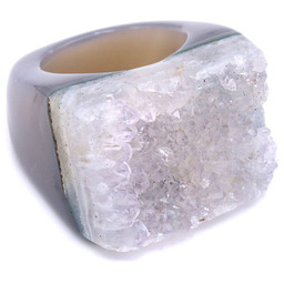 Pierścionek Agat Druza Biała rozmiar 17