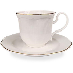 Filiżanka z porcelany biało złota z podstawką 90ml