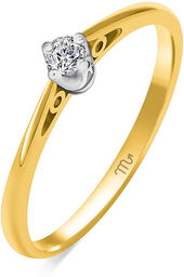 Pierścionek zaręczynowy dwukolorowy z brylantem 0.08 ct -