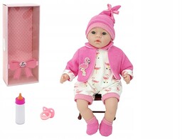 Lalka 45CM Interaktywna Smoczek Butelka Karton Lux