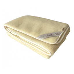 Kampol Koc wełniany z merynosa 140x200 Ecru naturalny