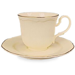 Filiżanka z porcelany beżowo złota z podstawką 90ml