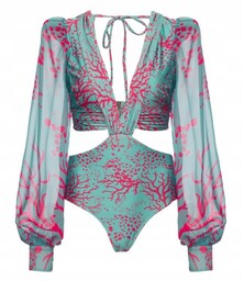 Jednoczęściowy strój kąpielowy boho rękaw body : Rozmiar