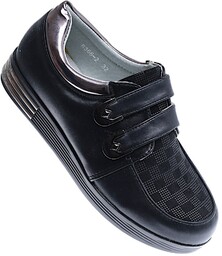 Czarne dziewczęce półbuty na rzepy