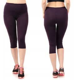 Legginsy damskie 3/4 krótkie Polskie bawełniane Getry Fioletowe